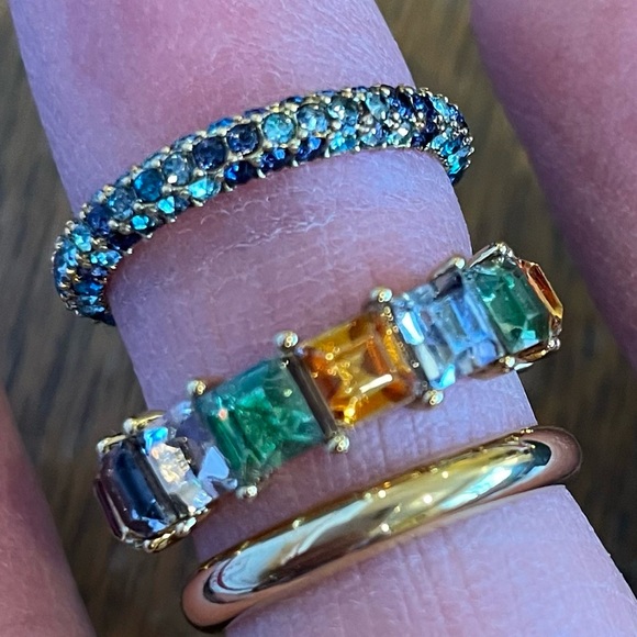 J Crew Trio Ring Crystal Multi-Metal Stacking Ring Set - Picture 3 of 7